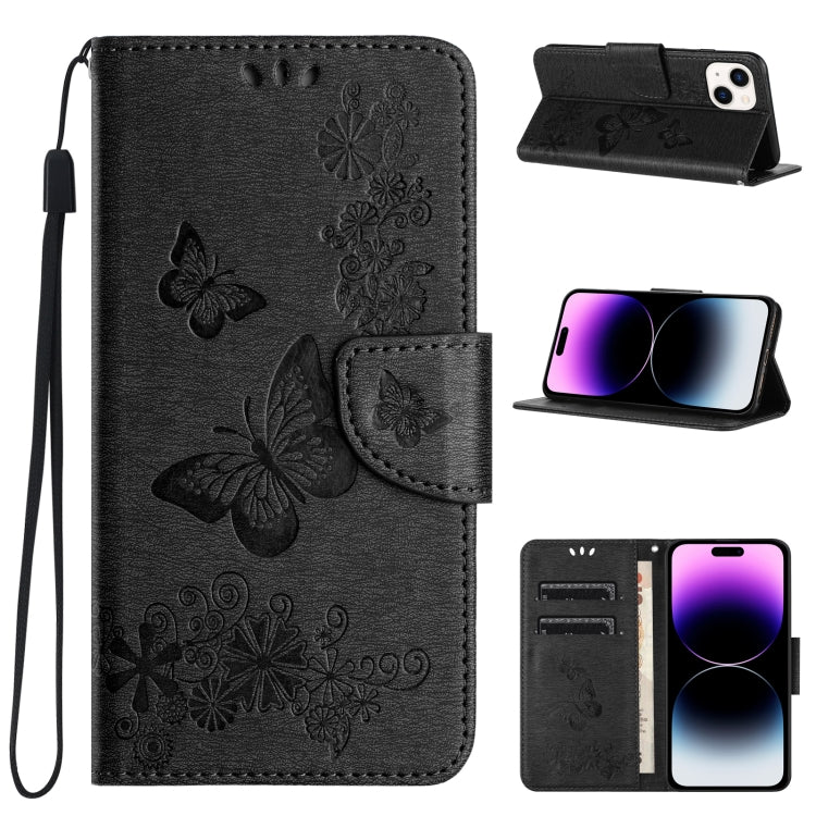 Butterfly Embossed Flip Leather Phone Case, For iPhone 15 Pro, For iPhone 15 Plus, For iPhone 15