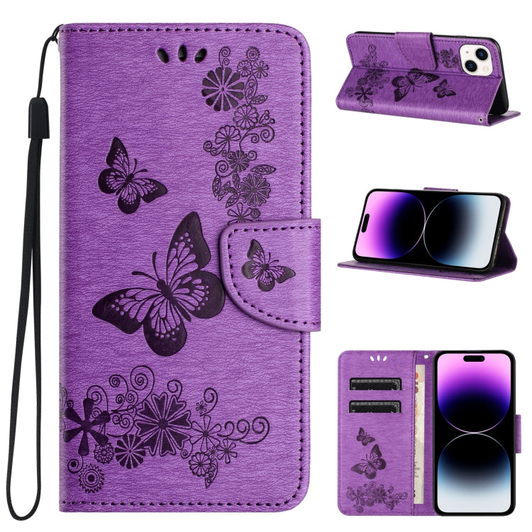 Butterfly Embossed Flip Leather Phone Case, For iPhone 15 Pro, For iPhone 15 Plus, For iPhone 15