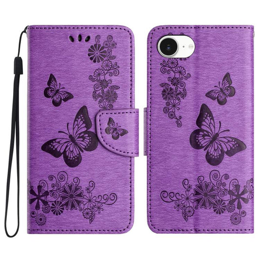 Butterfly Embossed Flip Leather Phone Case, For iPhone 16e, For iPhone 16 Pro Max, For iPhone 16 Pro, For iPhone 16 Plus, For iPhone 16, For iPhone 15 Pro Max