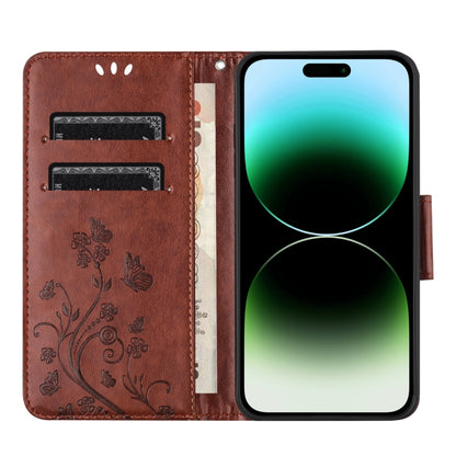 Butterfly Flower Pattern Flip Leather Phone Case, For iPhone 15 Pro, For iPhone 15 Plus, For iPhone 15