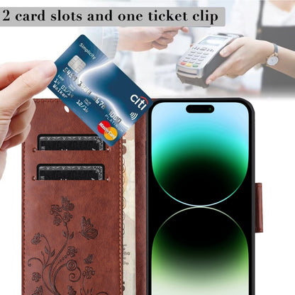 Butterfly Flower Pattern Flip Leather Phone Case, For iPhone 15 Pro, For iPhone 15 Plus, For iPhone 15