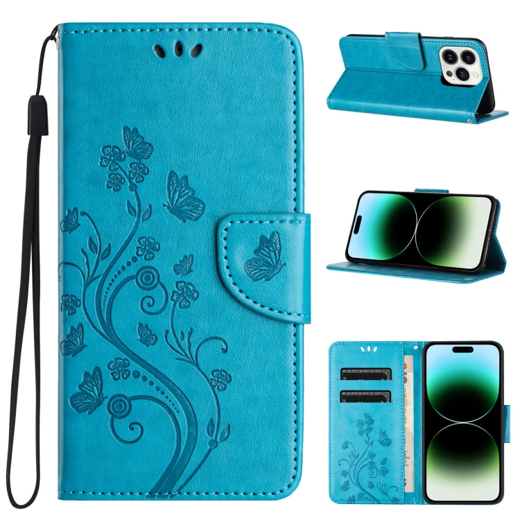 Butterfly Flower Pattern Flip Leather Phone Case, For iPhone 15 Pro, For iPhone 15 Plus, For iPhone 15