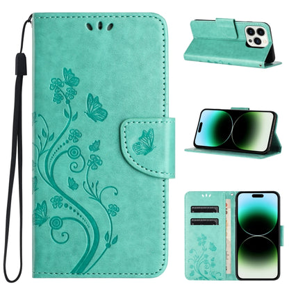 Butterfly Flower Pattern Flip Leather Phone Case, For iPhone 15 Pro, For iPhone 15 Plus, For iPhone 15
