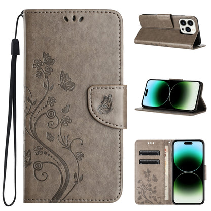 Butterfly Flower Pattern Flip Leather Phone Case, For iPhone 15 Pro, For iPhone 15 Plus, For iPhone 15