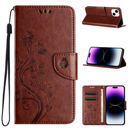 Butterfly Flower Pattern Flip Leather Phone Case, For iPhone 15 Pro, For iPhone 15 Plus, For iPhone 15