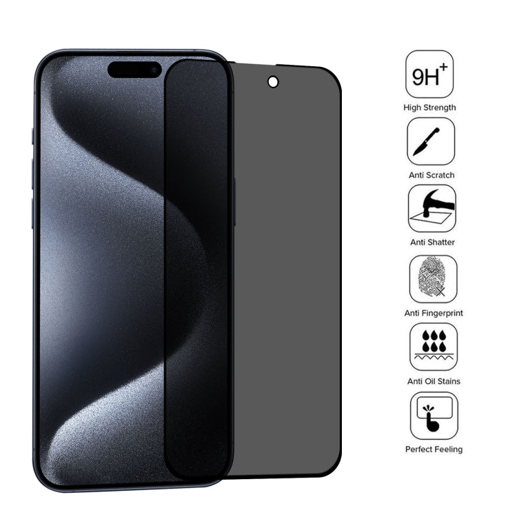 25pcs Full Cover Anti-spy Silk Screen Tempered Glass Film, For iPhone 15 Pro Max / 15 Plus, For iPhone 15 Pro / 15