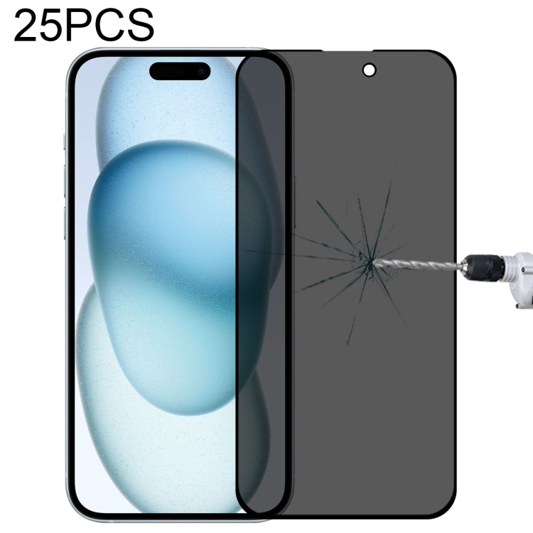 25pcs Full Cover Anti-spy Silk Screen Tempered Glass Film, For iPhone 15 Pro Max / 15 Plus, For iPhone 15 Pro / 15