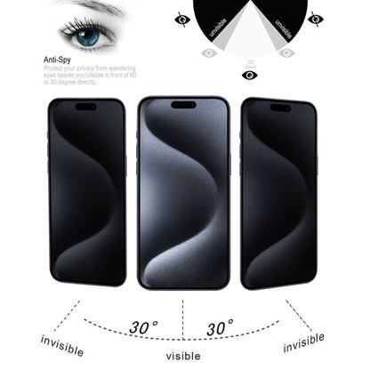 25pcs High Transparency Full Cover Anti-spy Tempered Glass Film, For iPhone 15 Pro Max / 15 Plus, For iPhone 15 Pro / 15