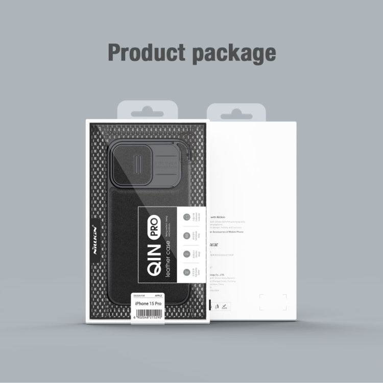 NILLKIN QIN Series Pro Plain Leather Phone Case, For iPhone 15 Pro Max, For iPhone 15 Pro, For iPhone 15 Plus, For iPhone 15