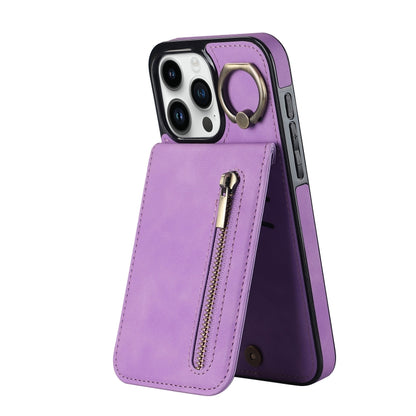 Retro Ring and Zipper RFID Card Slot Phone Case, For iPhone 15 Pro, For iPhone 15 Plus, For iPhone 15