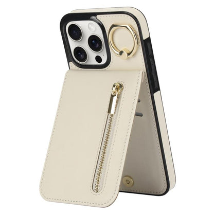 Retro Ring and Zipper RFID Card Slot Phone Case, For iPhone 15 Pro, For iPhone 15 Plus, For iPhone 15