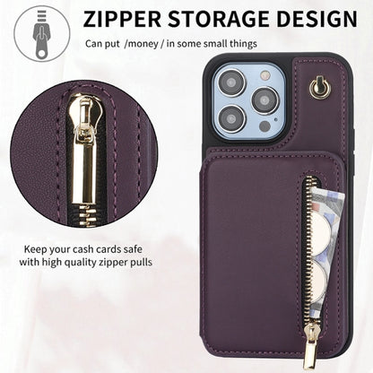 YM006 Skin Feel Zipper Card Bag Phone Case with Dual Lanyard, For iPhone 15 Plus, For iPhone 15, For iPhone 14 Plus, For iPhone 14, For iPhone 14 Pro, For iPhone 14 Pro Max