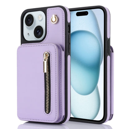 YM006 Skin Feel Zipper Card Bag Phone Case with Dual Lanyard, For iPhone 15 Plus, For iPhone 15, For iPhone 14 Plus, For iPhone 14, For iPhone 14 Pro, For iPhone 14 Pro Max