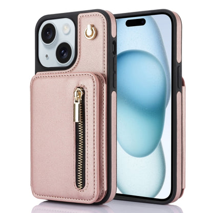 YM006 Skin Feel Zipper Card Bag Phone Case with Dual Lanyard, For iPhone 15 Plus, For iPhone 15, For iPhone 14 Plus, For iPhone 14, For iPhone 14 Pro, For iPhone 14 Pro Max