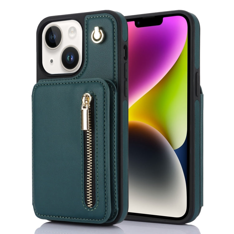 YM006 Skin Feel Zipper Card Bag Phone Case with Dual Lanyard, For iPhone 15 Plus, For iPhone 15, For iPhone 14 Plus, For iPhone 14, For iPhone 14 Pro, For iPhone 14 Pro Max
