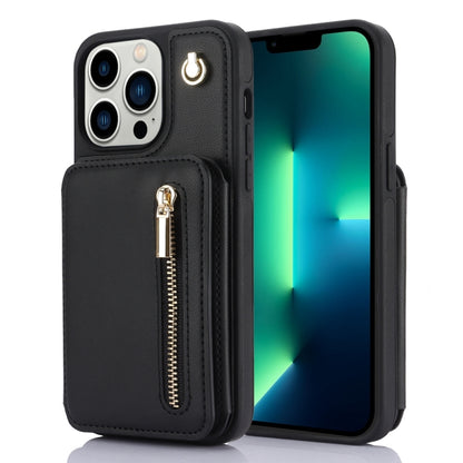 YM006 Skin Feel Zipper Card Bag Phone Case with Dual Lanyard, For iPhone SE 2022 / 2020 / 8 / 7, For iPhone 13 Pro Max, For iPhone 13 Pro, For iPhone 13, For iPhone 12 / 12 Pro, For iPhone 12 Pro Max
