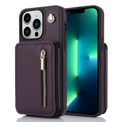 YM006 Skin Feel Zipper Card Bag Phone Case with Dual Lanyard, For iPhone SE 2022 / 2020 / 8 / 7, For iPhone 13 Pro Max, For iPhone 13 Pro, For iPhone 13, For iPhone 12 / 12 Pro, For iPhone 12 Pro Max