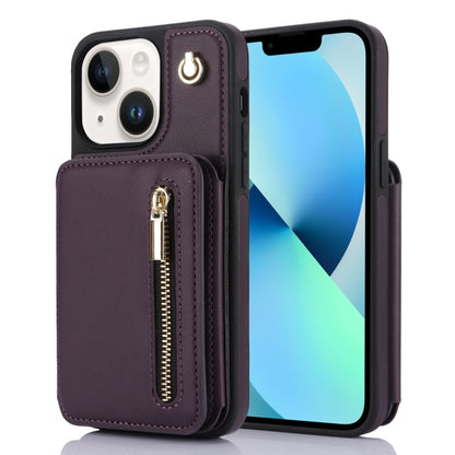 YM006 Skin Feel Zipper Card Bag Phone Case with Dual Lanyard, For iPhone SE 2022 / 2020 / 8 / 7, For iPhone 13 Pro Max, For iPhone 13 Pro, For iPhone 13, For iPhone 12 / 12 Pro, For iPhone 12 Pro Max