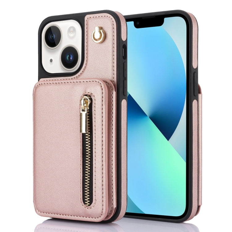 YM006 Skin Feel Zipper Card Bag Phone Case with Dual Lanyard, For iPhone SE 2022 / 2020 / 8 / 7, For iPhone 13 Pro Max, For iPhone 13 Pro, For iPhone 13, For iPhone 12 / 12 Pro, For iPhone 12 Pro Max