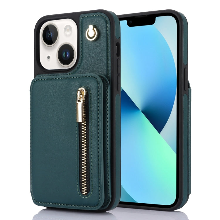 YM006 Skin Feel Zipper Card Bag Phone Case with Dual Lanyard, For iPhone SE 2022 / 2020 / 8 / 7, For iPhone 13 Pro Max, For iPhone 13 Pro, For iPhone 13, For iPhone 12 / 12 Pro, For iPhone 12 Pro Max
