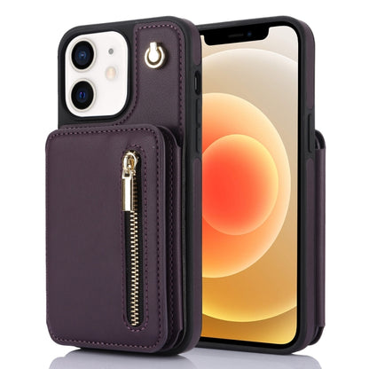 YM006 Skin Feel Zipper Card Bag Phone Case with Dual Lanyard, For iPhone SE 2022 / 2020 / 8 / 7, For iPhone 13 Pro Max, For iPhone 13 Pro, For iPhone 13, For iPhone 12 / 12 Pro, For iPhone 12 Pro Max