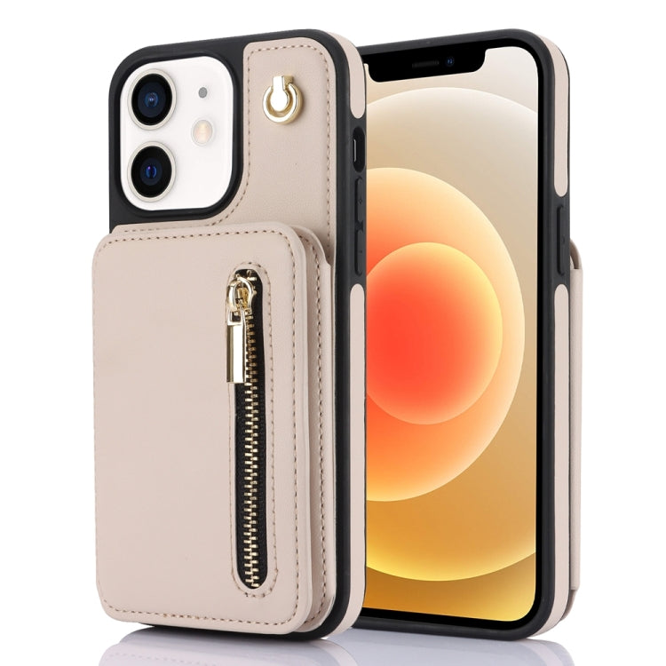 YM006 Skin Feel Zipper Card Bag Phone Case with Dual Lanyard, For iPhone SE 2022 / 2020 / 8 / 7, For iPhone 13 Pro Max, For iPhone 13 Pro, For iPhone 13, For iPhone 12 / 12 Pro, For iPhone 12 Pro Max
