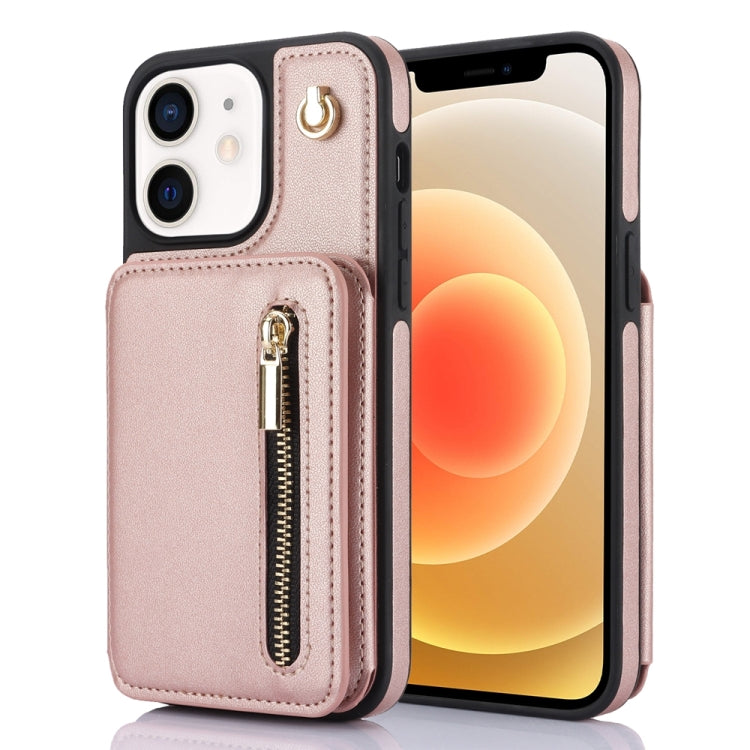 YM006 Skin Feel Zipper Card Bag Phone Case with Dual Lanyard, For iPhone SE 2022 / 2020 / 8 / 7, For iPhone 13 Pro Max, For iPhone 13 Pro, For iPhone 13, For iPhone 12 / 12 Pro, For iPhone 12 Pro Max