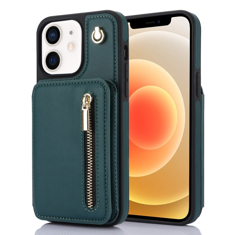 YM006 Skin Feel Zipper Card Bag Phone Case with Dual Lanyard, For iPhone SE 2022 / 2020 / 8 / 7, For iPhone 13 Pro Max, For iPhone 13 Pro, For iPhone 13, For iPhone 12 / 12 Pro, For iPhone 12 Pro Max