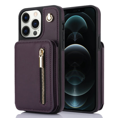 YM006 Skin Feel Zipper Card Bag Phone Case with Dual Lanyard, For iPhone SE 2022 / 2020 / 8 / 7, For iPhone 13 Pro Max, For iPhone 13 Pro, For iPhone 13, For iPhone 12 / 12 Pro, For iPhone 12 Pro Max