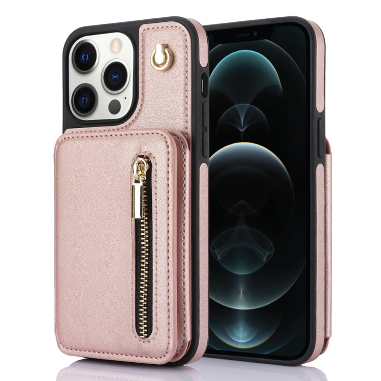 YM006 Skin Feel Zipper Card Bag Phone Case with Dual Lanyard, For iPhone SE 2022 / 2020 / 8 / 7, For iPhone 13 Pro Max, For iPhone 13 Pro, For iPhone 13, For iPhone 12 / 12 Pro, For iPhone 12 Pro Max