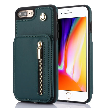 YM006 Skin Feel Zipper Card Bag Phone Case with Dual Lanyard, For iPhone 7 Plus / 8 Plus