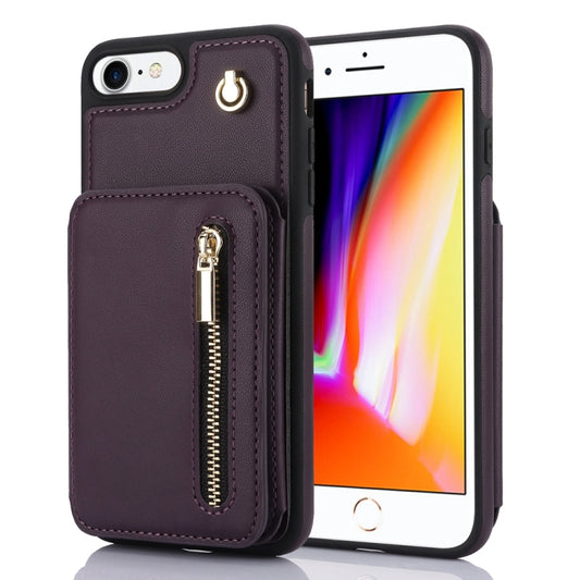 YM006 Skin Feel Zipper Card Bag Phone Case with Dual Lanyard, For iPhone SE 2022 / 2020 / 8 / 7, For iPhone 13 Pro Max, For iPhone 13 Pro, For iPhone 13, For iPhone 12 / 12 Pro, For iPhone 12 Pro Max
