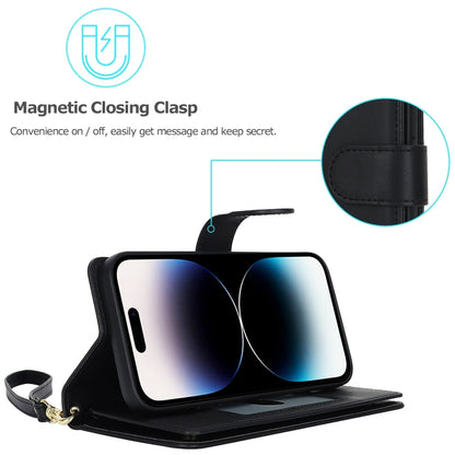 Multi-Card Wallet RFID Leather Phone Case, For iPhone 15 Pro, For iPhone 15 Plus, For iPhone 15, For iPhone 14 Plus, For iPhone 14, For iPhone 14 Pro