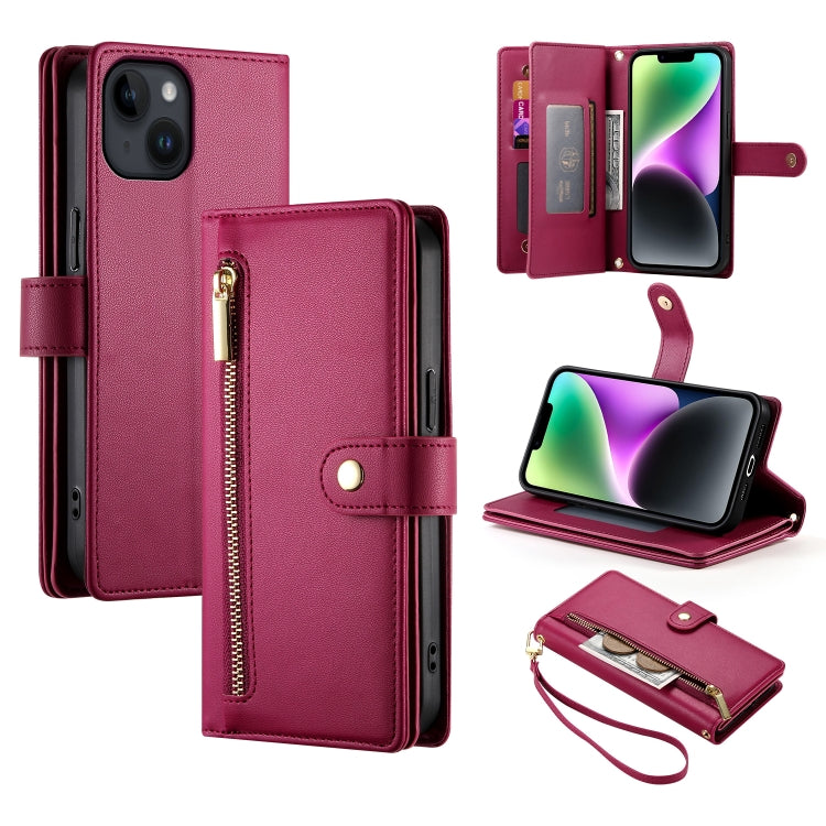 Nine Card-slot Zipper Wallet Bag Leather Phone Case