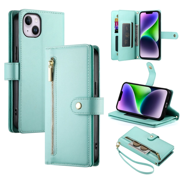 Nine Card-slot Zipper Wallet Bag Leather Phone Case