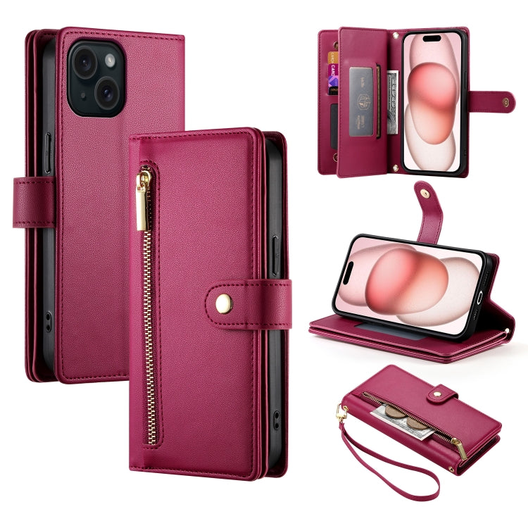 Nine Card-slot Zipper Wallet Bag Leather Phone Case