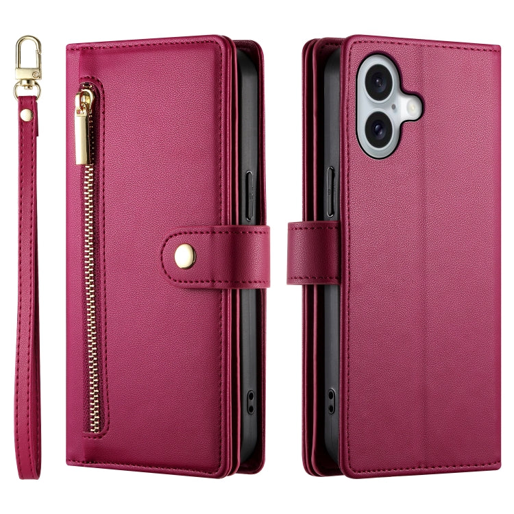 Nine Card-slot Zipper Wallet Bag Leather Phone Case
