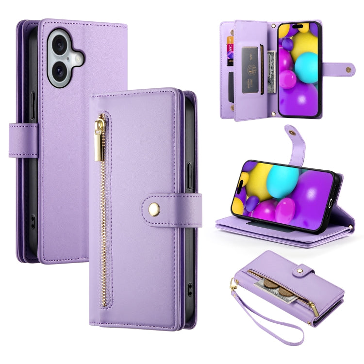 Nine Card-slot Zipper Wallet Bag Leather Phone Case