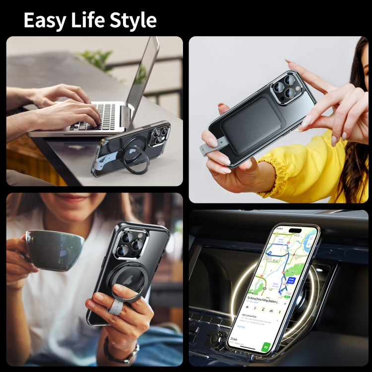 Holder Hand Strap MagSafe Transparent Phone Case, For iPhone 15 Pro Max, For iPhone 15 Pro
