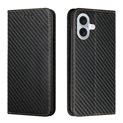 Carbon Fiber Texture Magnetic Flip Leather Phone Case, For iPhone 16e, For iPhone 16 Pro Max, For iPhone 16 Pro, For iPhone 16 Plus, For iPhone 16