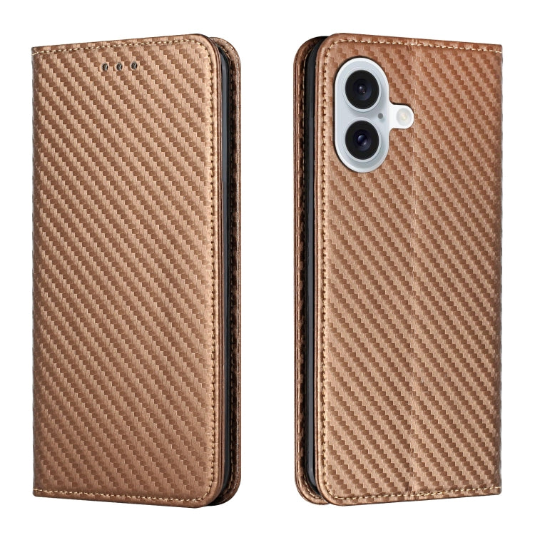 Carbon Fiber Texture Magnetic Flip Leather Phone Case, For iPhone 16e, For iPhone 16 Pro Max, For iPhone 16 Pro, For iPhone 16 Plus, For iPhone 16