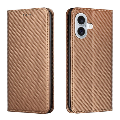 Carbon Fiber Texture Magnetic Flip Leather Phone Case, For iPhone 16e, For iPhone 16 Pro Max, For iPhone 16 Pro, For iPhone 16 Plus, For iPhone 16