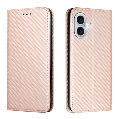 Carbon Fiber Texture Magnetic Flip Leather Phone Case, For iPhone 16e, For iPhone 16 Pro Max, For iPhone 16 Pro, For iPhone 16 Plus, For iPhone 16