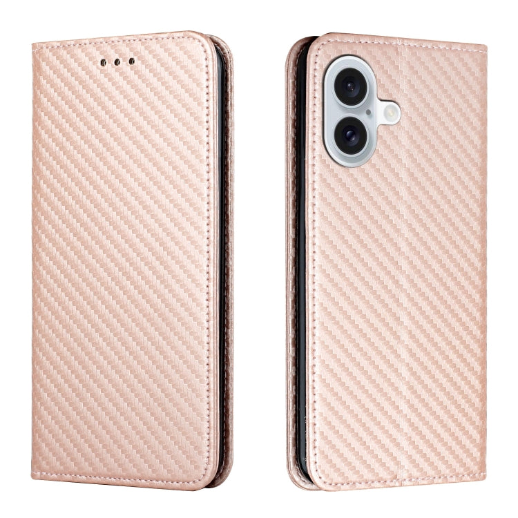 Carbon Fiber Texture Magnetic Flip Leather Phone Case, For iPhone 16e, For iPhone 16 Pro Max, For iPhone 16 Pro, For iPhone 16 Plus, For iPhone 16