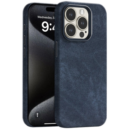 Skin Feel Denim Leather MagSafe Phone Case, For iPhone 15 Pro Max, For iPhone 15 Pro, For iPhone 15, For iPhone 14