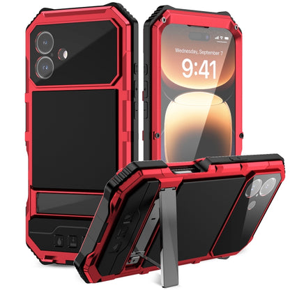 R-JUST Life Waterproof Dustproof Shockproof Holder Phone Case, For iPhone 16e, For iPhone 16 Pro Max, For iPhone 16 Plus, For iPhone 15 Pro Max, For iPhone 15 Plus