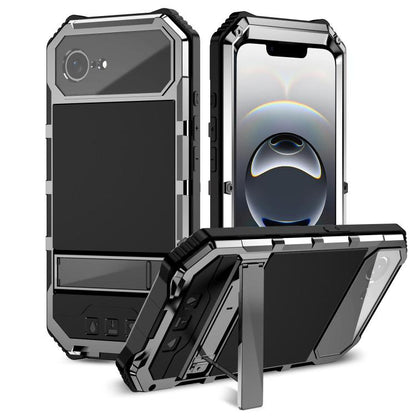 R-JUST Life Waterproof Dustproof Shockproof Holder Phone Case, For iPhone 16e, For iPhone 16 Pro Max, For iPhone 16 Plus, For iPhone 15 Pro Max, For iPhone 15 Plus
