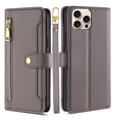 Sheep Texture Cross-body Zipper Wallet Leather Phone Case