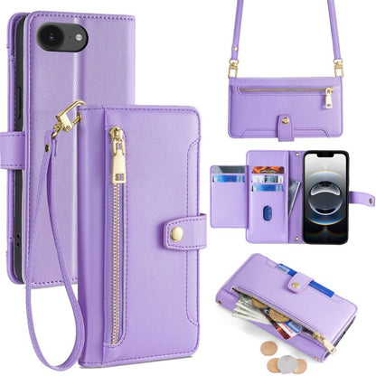 Sheep Texture Cross-body Zipper Wallet Leather Phone Case