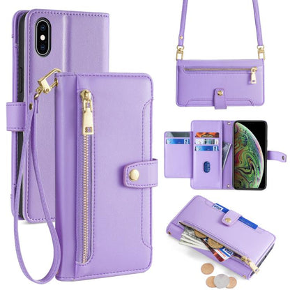 Sheep Texture Cross-body Zipper Wallet Leather Phone Case